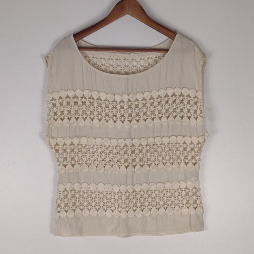 Anthropologie 100%Cotton Lace Crop Top Sz S